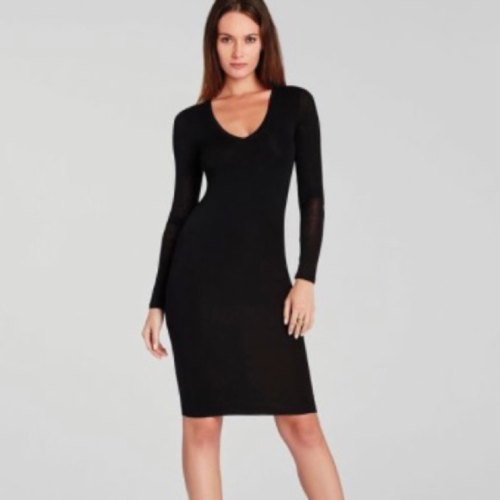BCBGMaxAzria Elegant Black Long Sleeve Midi Dress